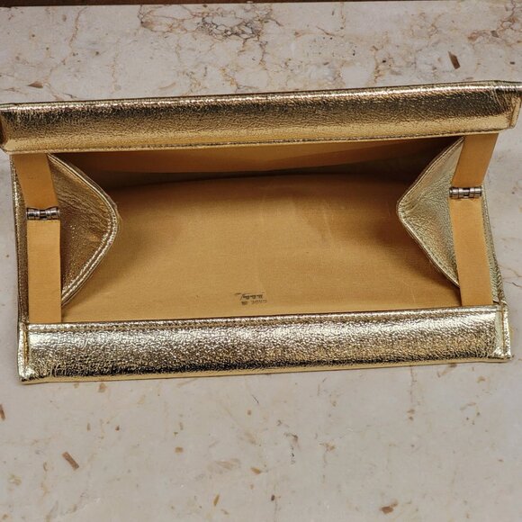 Vintage Made in USA Gold Foil Lame Evening Party Purse Clutch - Picture 6 of 10